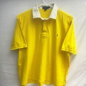 Polo by Ralph Lauren Yellow and White Men's Polo Shirt